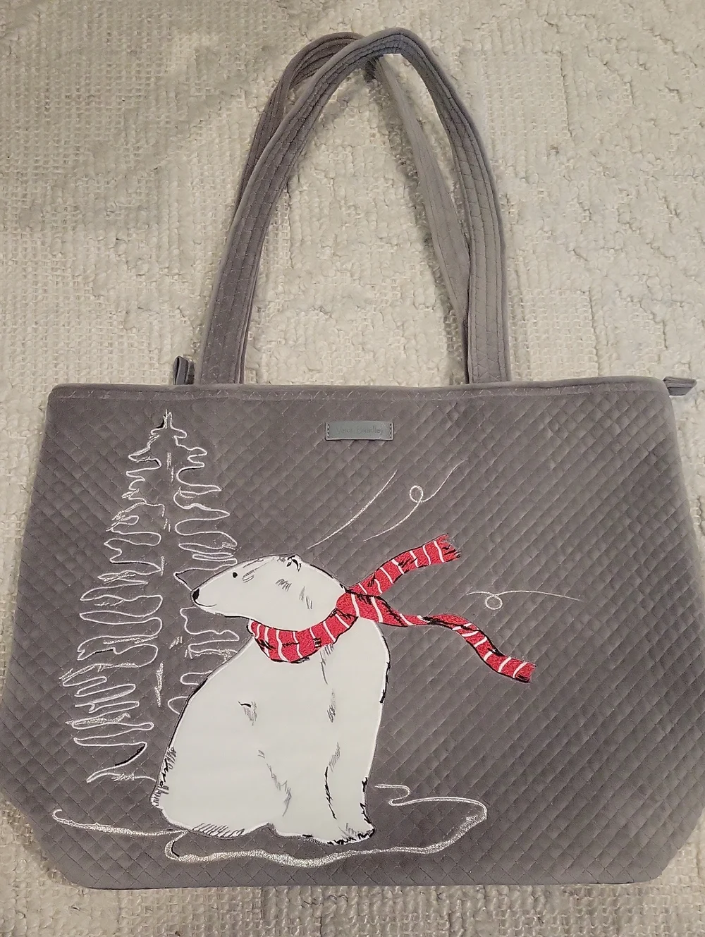 Vera Bradley Grey Polar Bear Winter Tote Bag